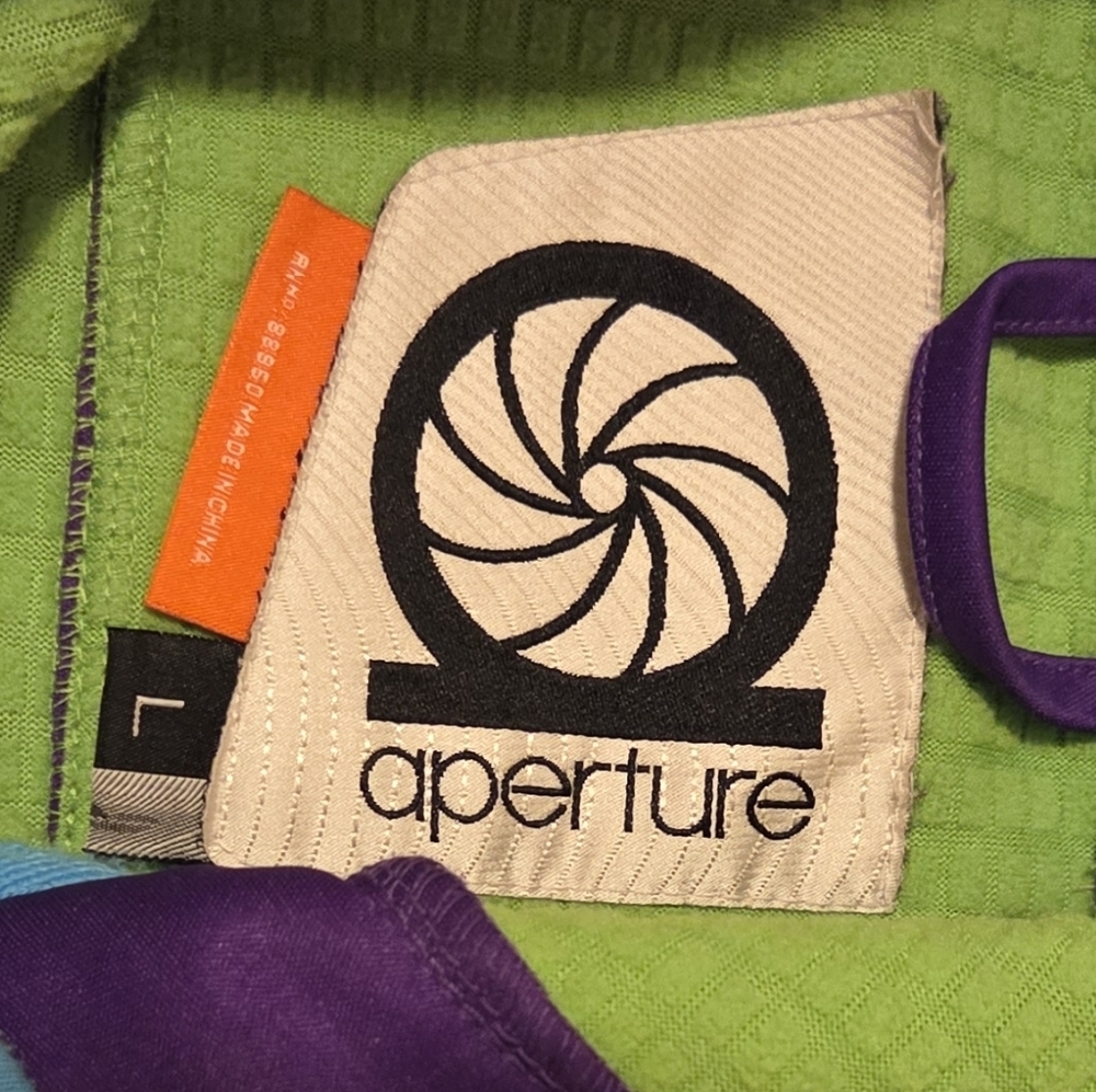 Aperture Snowboard Pixel Sweatshirt Zip Hoodie Pockets Green Purple Men's Large - Picture 3 of 8